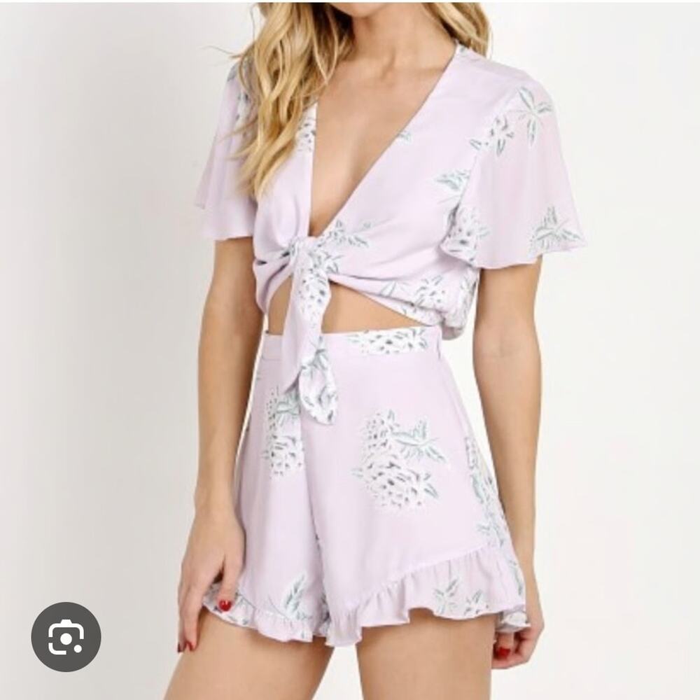 Show Me Your Mumu Womens Pink Palm Tree Plant Riveria Romper Small